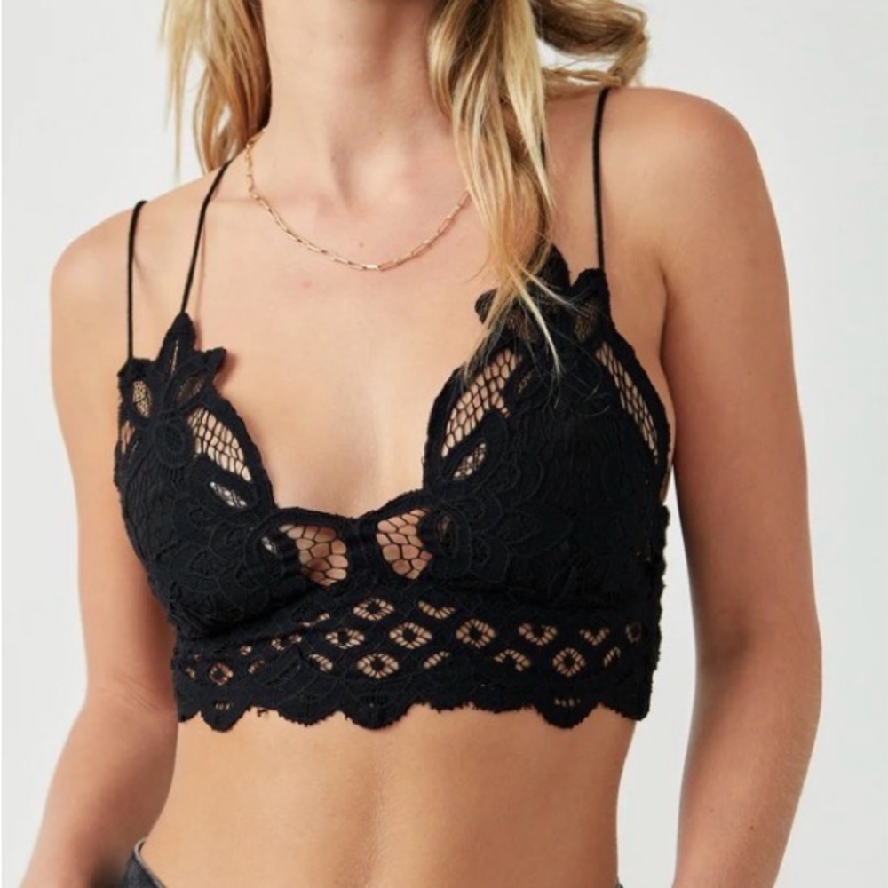 Free People Adella Lace Bralette – Black – XXS – NWT